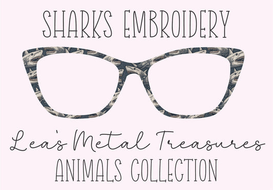 SHARKS EMBROIDERY Eyewear Frame Toppers COMES WITH MAGNETS