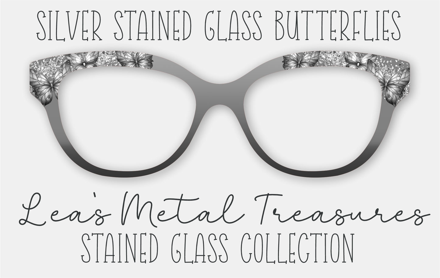 Silver Stained Glass Butterflies Eyewear Frame Toppers
