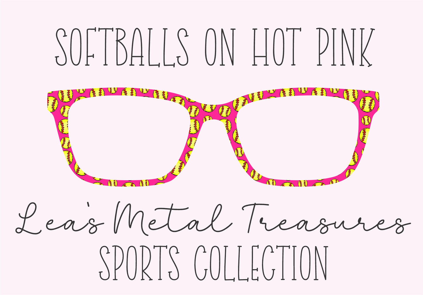 SOFTBALLS ON HOT PINK Eyewear Frame Toppers COMES WITH MAGNETS