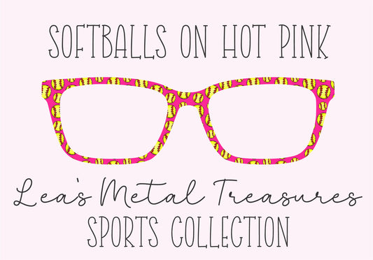SOFTBALLS ON HOT PINK Eyewear Frame Toppers COMES WITH MAGNETS