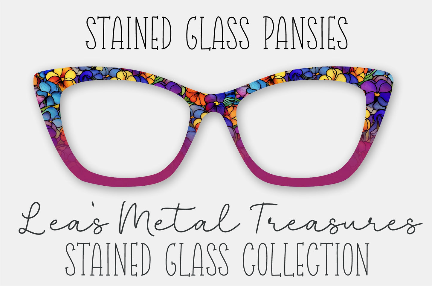 Stained Glass Pansies • Magnetic Eyeglasses Topper