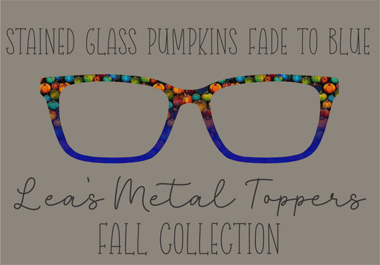 STAINED GLASS PUMPKINS FADE TO BLUE Eyewear Frame Toppers COMES WITH MAGNETS