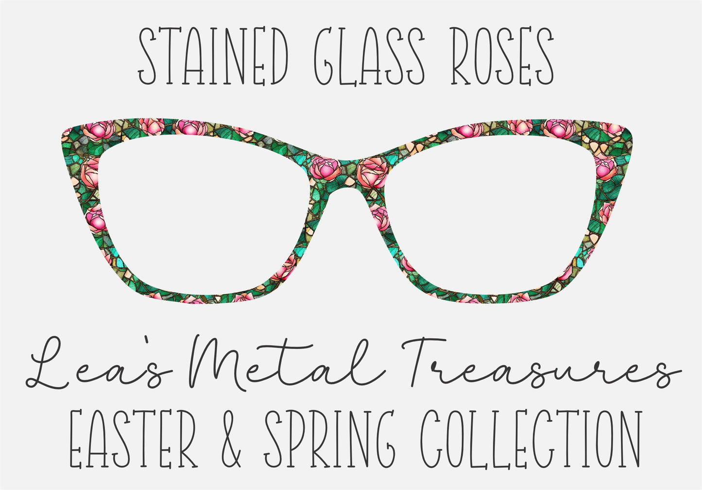 STAINED GLASS ROSES Eyewear Frame Toppers COMES WITH MAGNETS