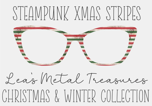 STEAMPUNK XMAS STRIPES Eyewear Frame Toppers COMES WITH MAGNETS