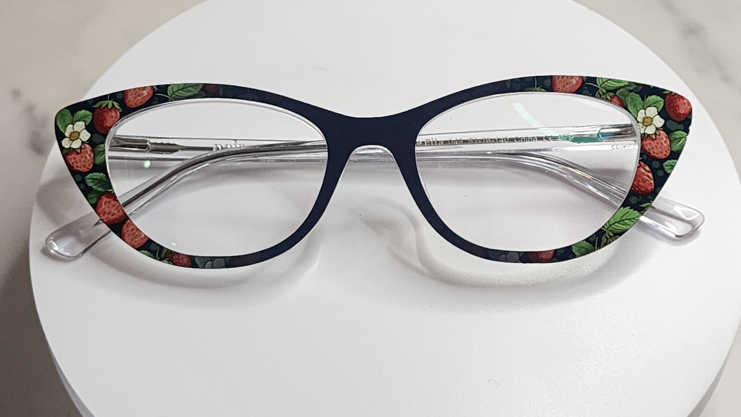 Strawberries on Black Eyewear Toppers