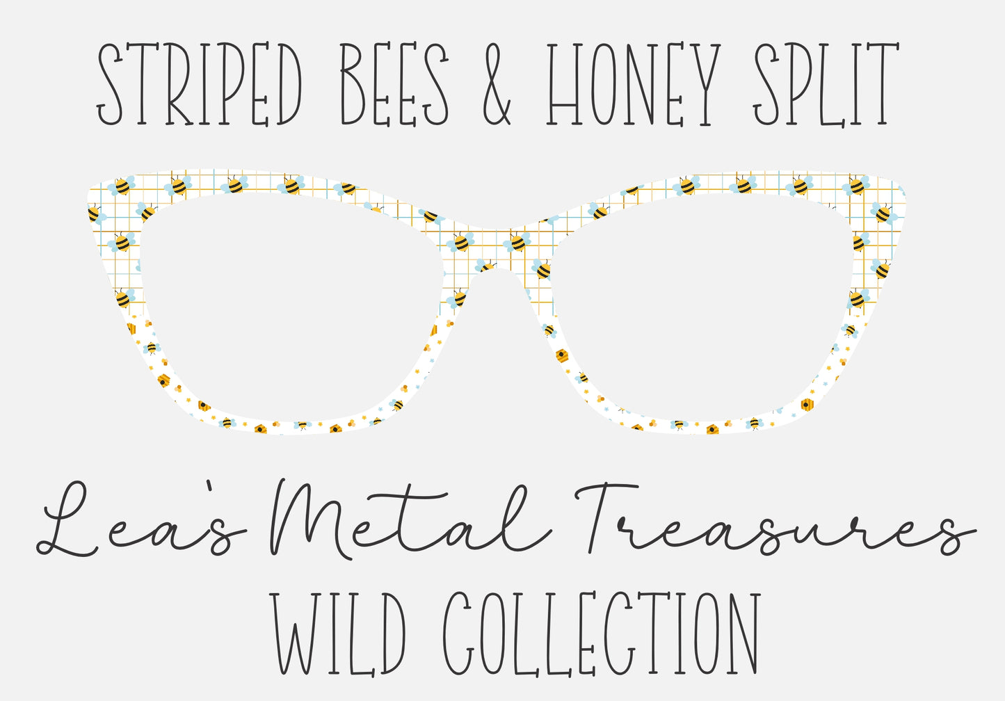 STRIPED BEES HONEY SPLIT Eyewear Frame Toppers COMES WITH MAGNETS