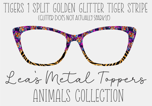 TIGERS 1 SPLIT GOLDEN GLITTER TIGER STRIPE Eyewear Frame Toppers COMES WITH MAGNETS