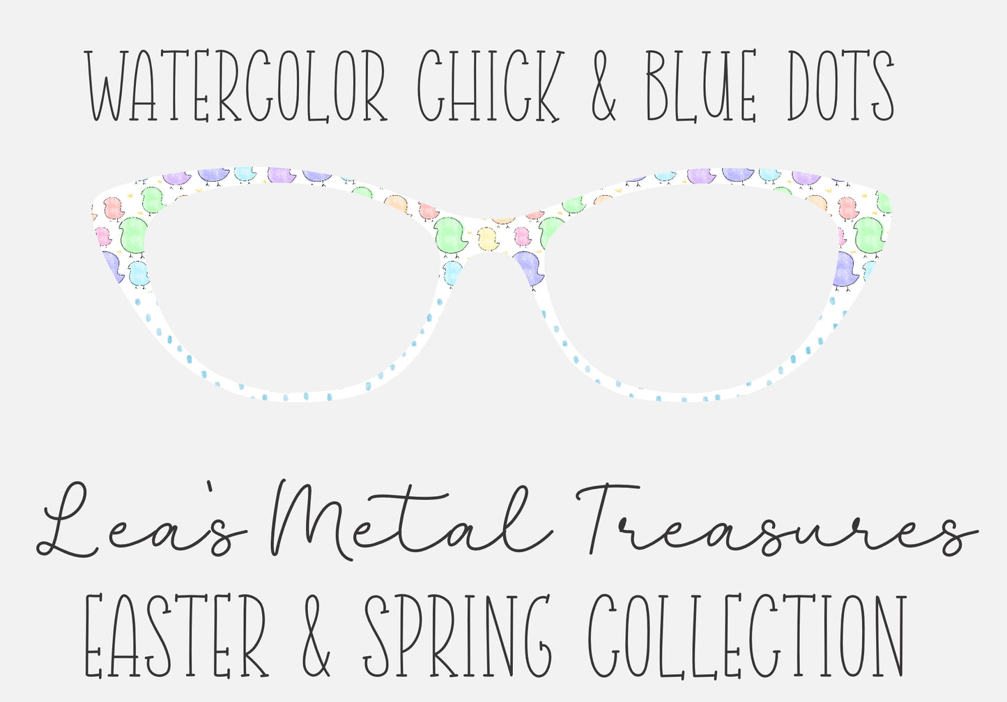 WATERCOLOR CHICK AND BLUE DOTS Eyewear Frame Toppers COMES WITH MAGNETS