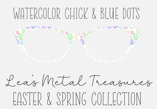 WATERCOLOR CHICK AND BLUE DOTS Eyewear Frame Toppers COMES WITH MAGNETS