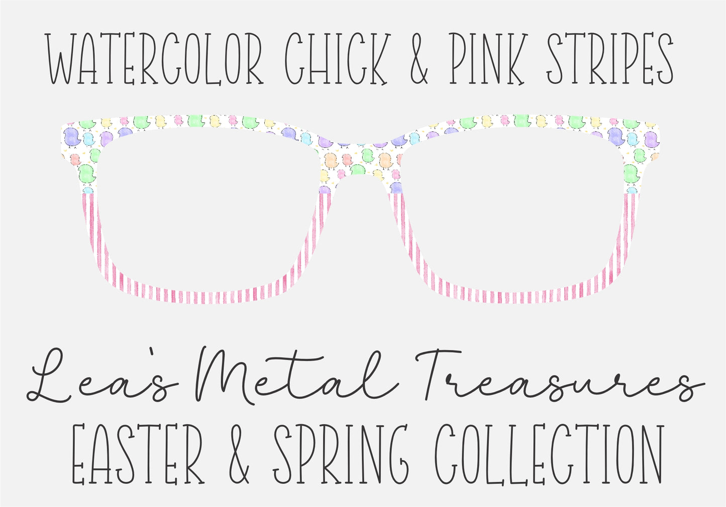 WATERCOLOR CHICK AND PINK STRIPES Eyewear Frame Toppers COMES WITH MAGNETS