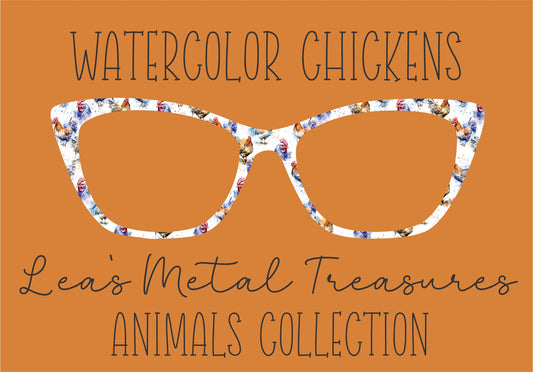WATERCOLOR CHICKENS Eyewear Frame Toppers COMES WITH MAGNETS