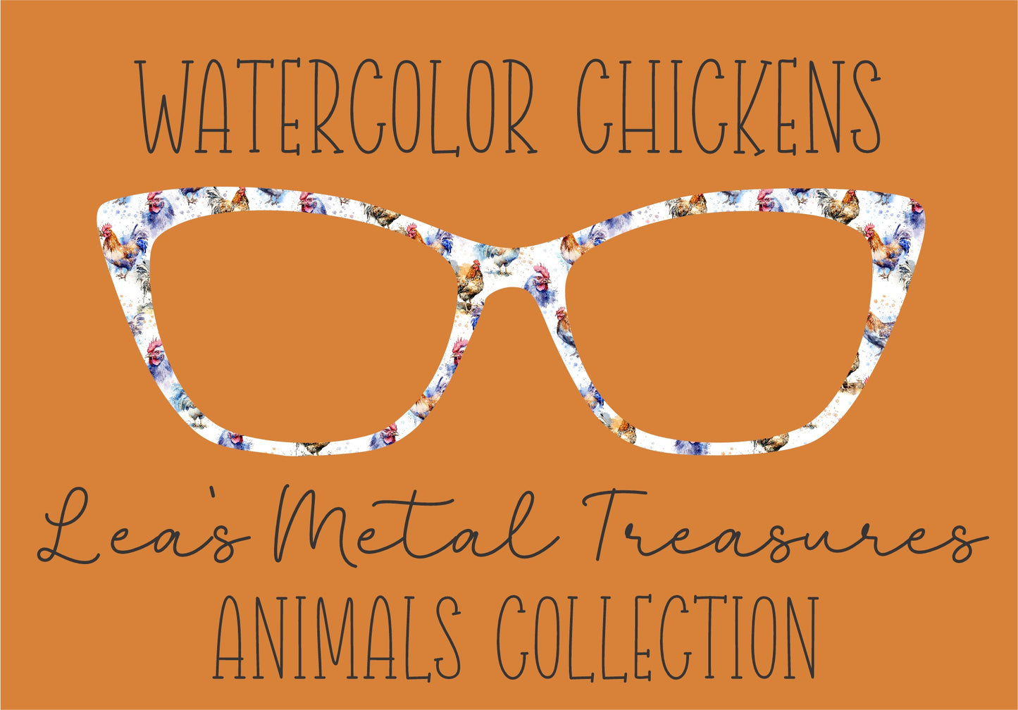 WATERCOLOR CHICKENS Eyewear Frame Toppers COMES WITH MAGNETS