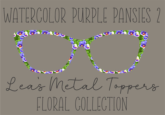 WATERCOLOR PURPLE PANSIES 2 Eyewear Frame Toppers COMES WITH MAGNETS