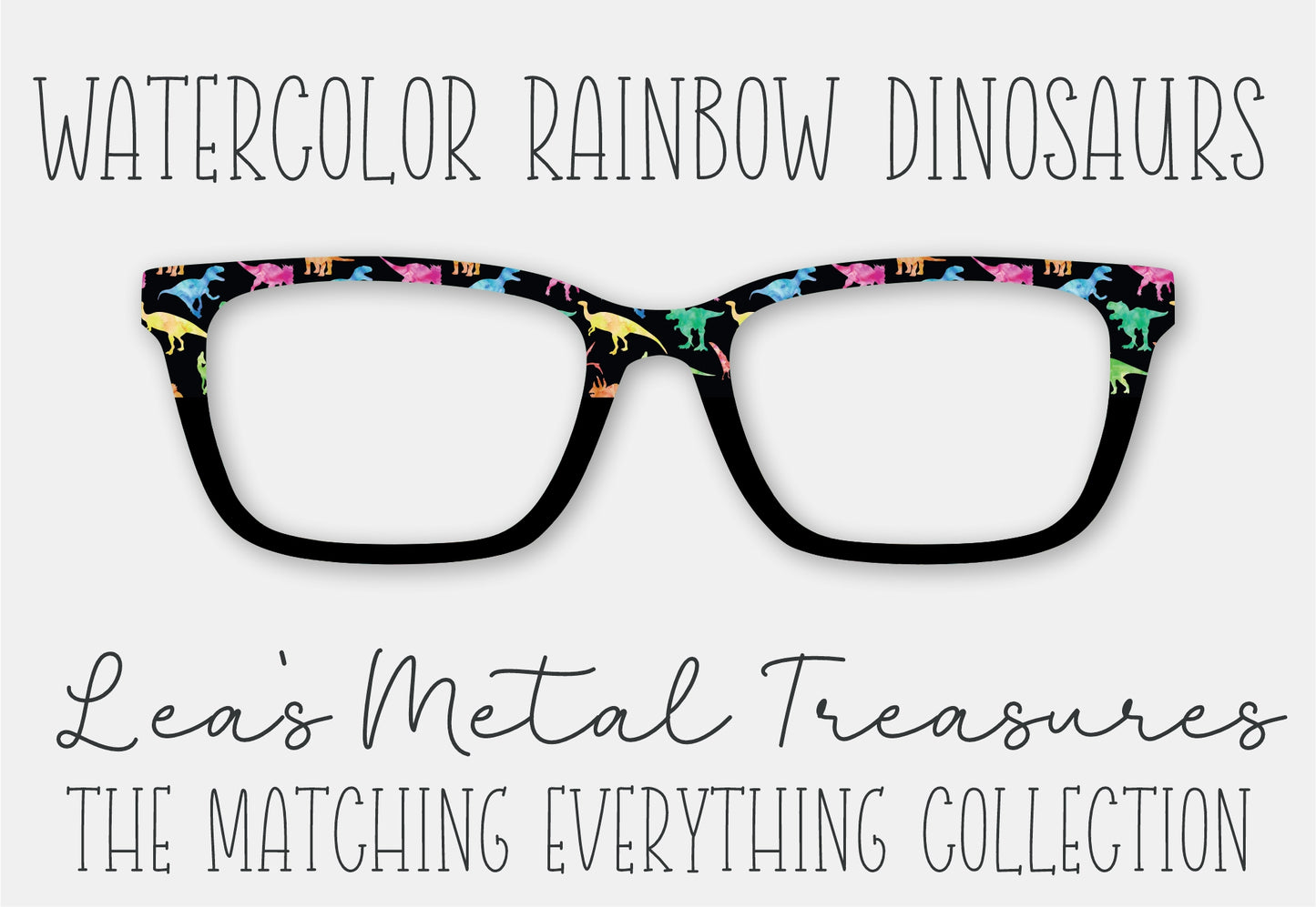 Watercolor Rainbow Dinosaurs Eyewear Frame Toppers