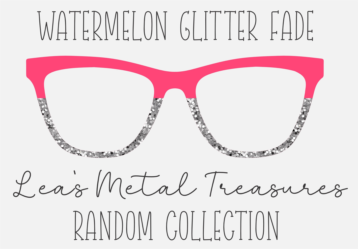 Watermelon Glitter Split - solid 81, silver sequin Eyewear Frame Toppers COMES WITH MAGNETS