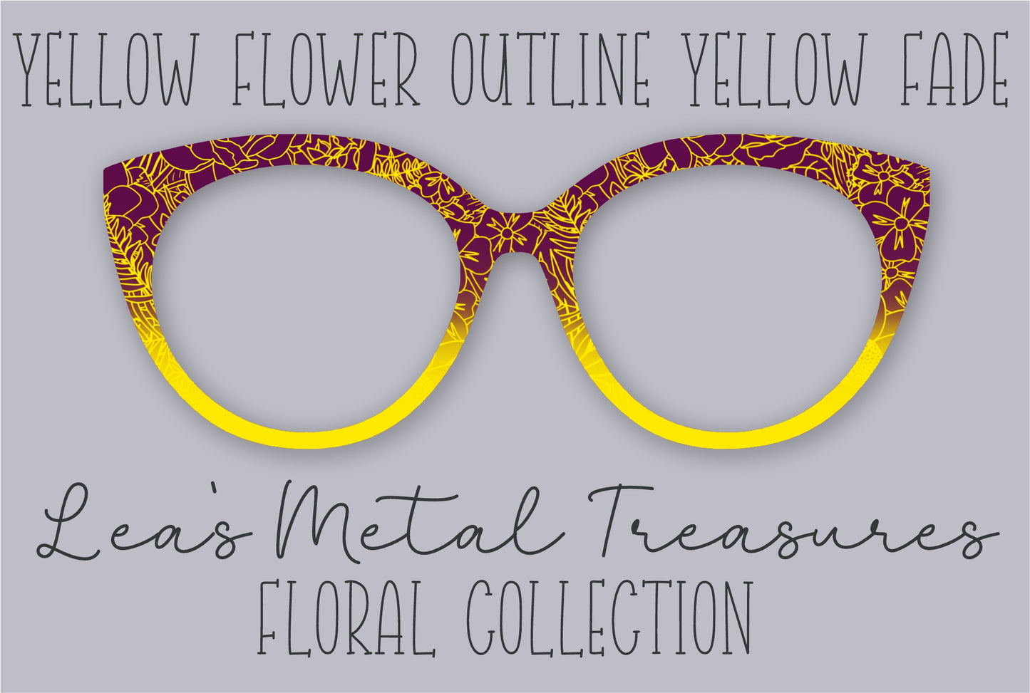 Yellow Flower Outline Yellow Fade Eyewear Frame Toppers