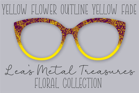 Yellow Flower Outline Yellow Fade Eyewear Frame Toppers
