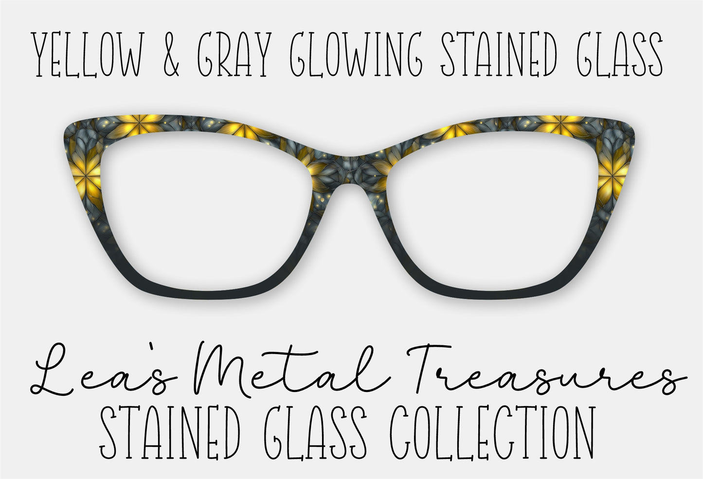 Yellow and Gray Glowing Stained Glass Eyewear Frame Toppers