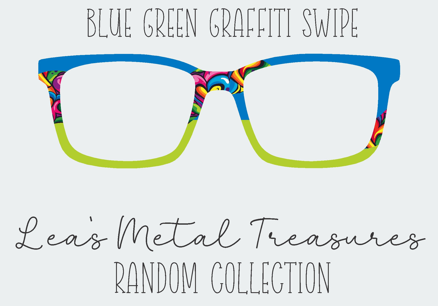 Blue Green Graffiti Swipe Eyewear Frame Toppers