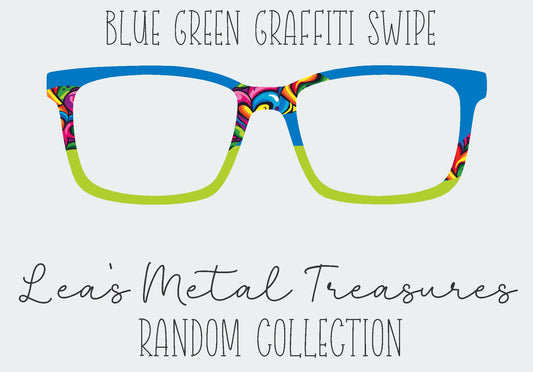 Blue Green Graffiti Swipe Eyewear Frame Toppers