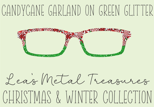 Candycane Garland on Green Glitter Eyewear Toppers COMES WITH MAGNETS