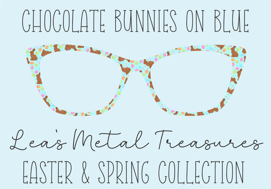 CHOCOLATE BUNNIES ON BLUE Eyewear Frame Toppers COMES WITH MAGNETS