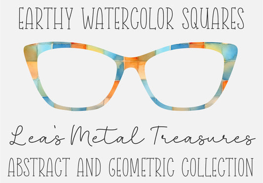 Earthy Watercolor Squares Eyewear Frame Toppers