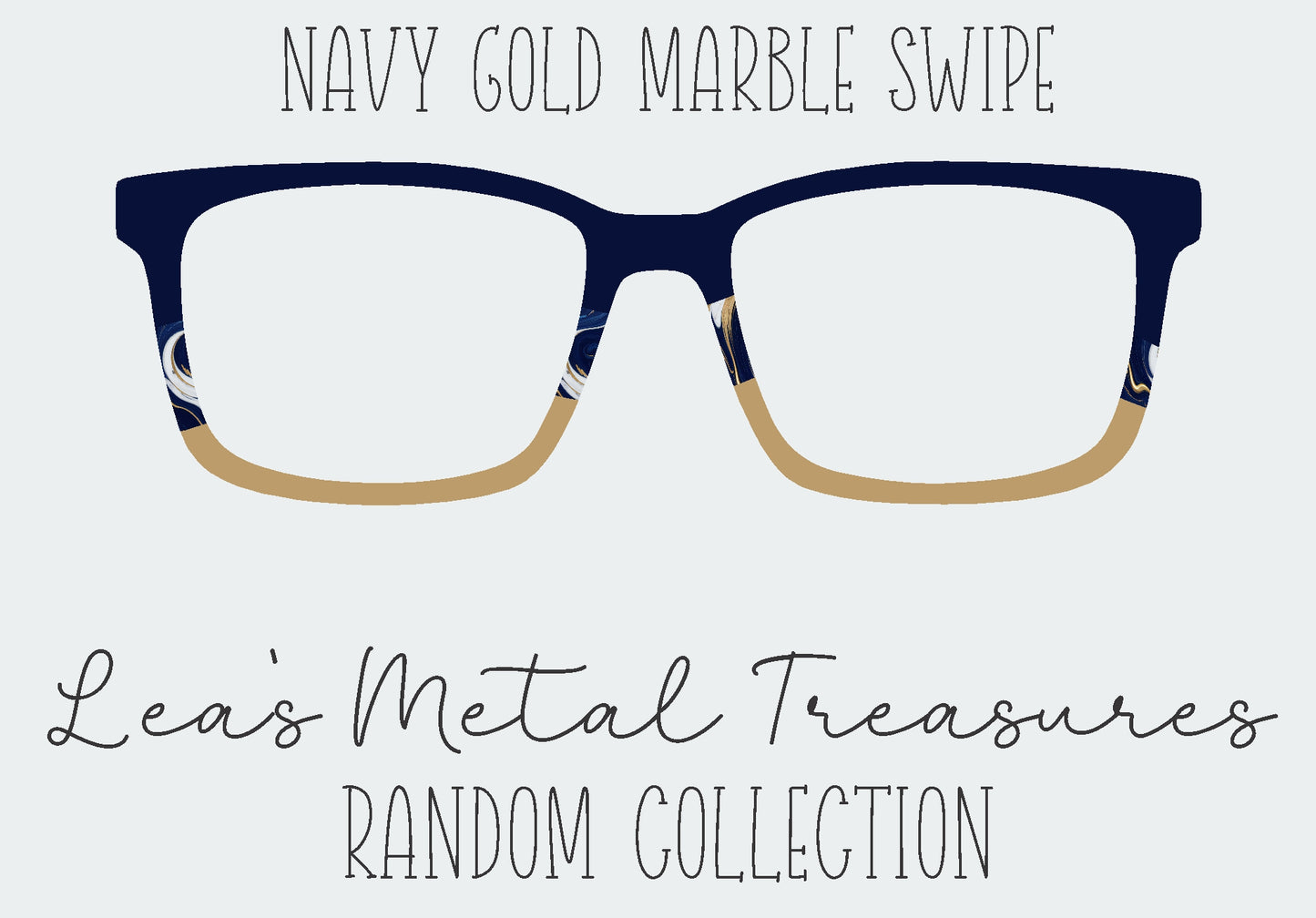Navy Gold Marble Swipe Eyewear Frame Toppers