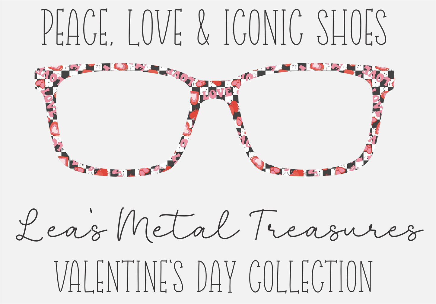 Peace Love and Iconic Shoes Eyewear Printed Magnetic Eyeglasses Topper