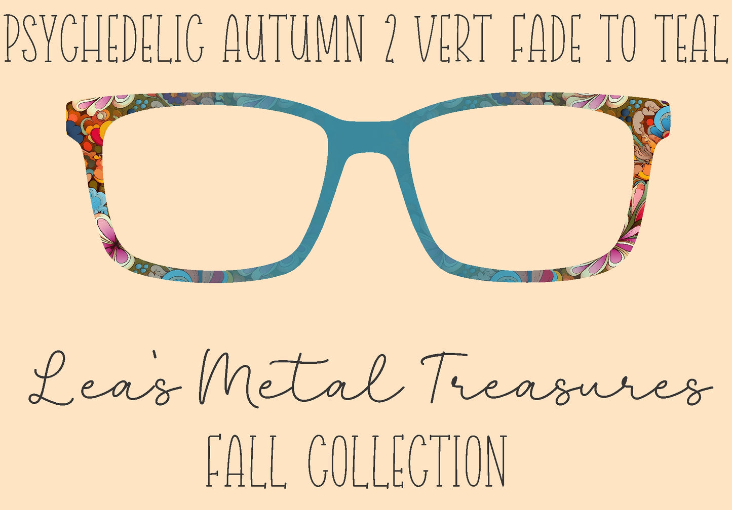 Psychedelic Autumn 2 Vertical Fade to Teal Eyewear Frame Toppers