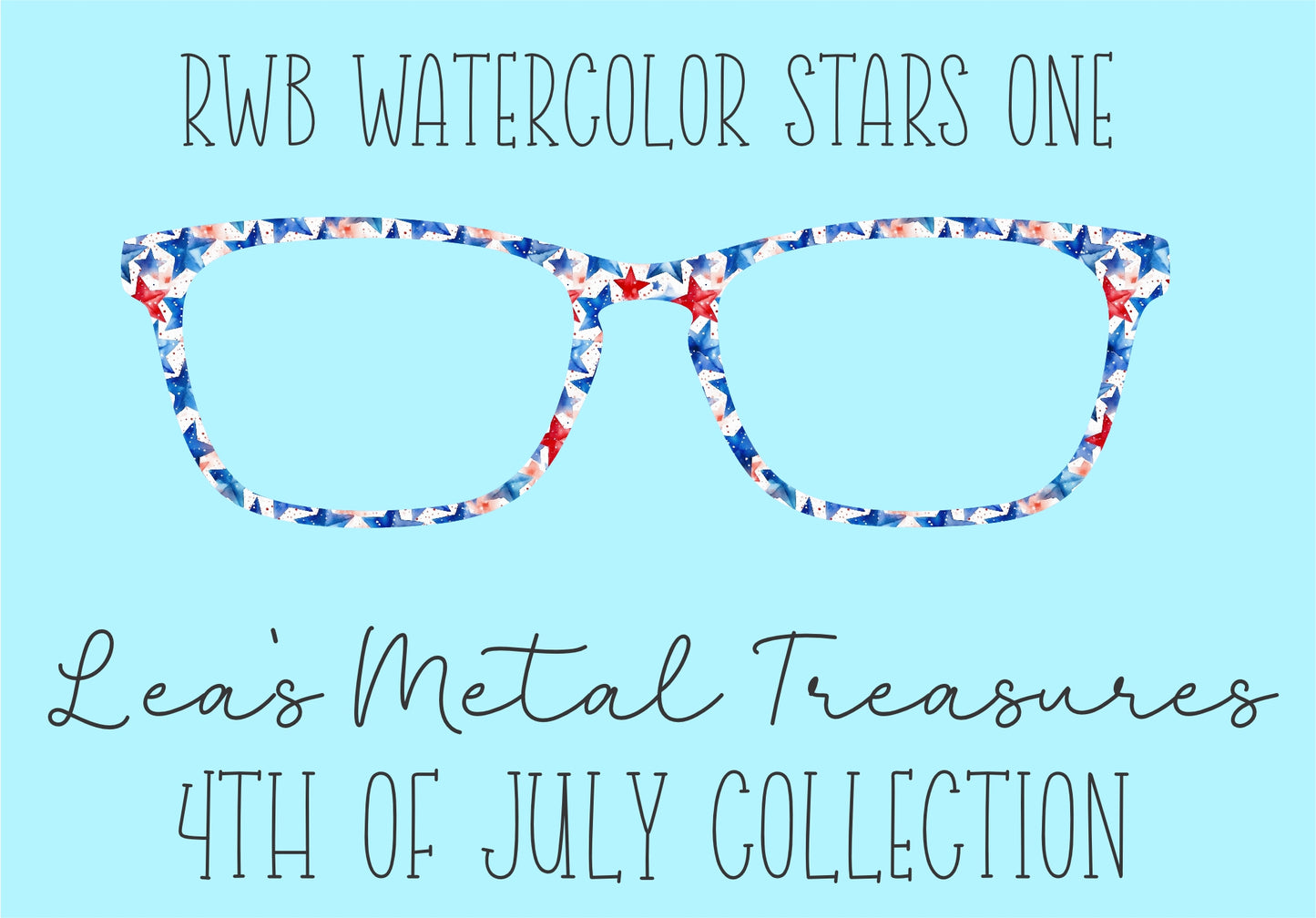 RWB Watercolor Stars 1 Eyewear Frame Toppers