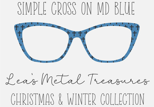Simple Cross on Md Blue Eyewear Frame Toppers COMES WITH MAGNETS