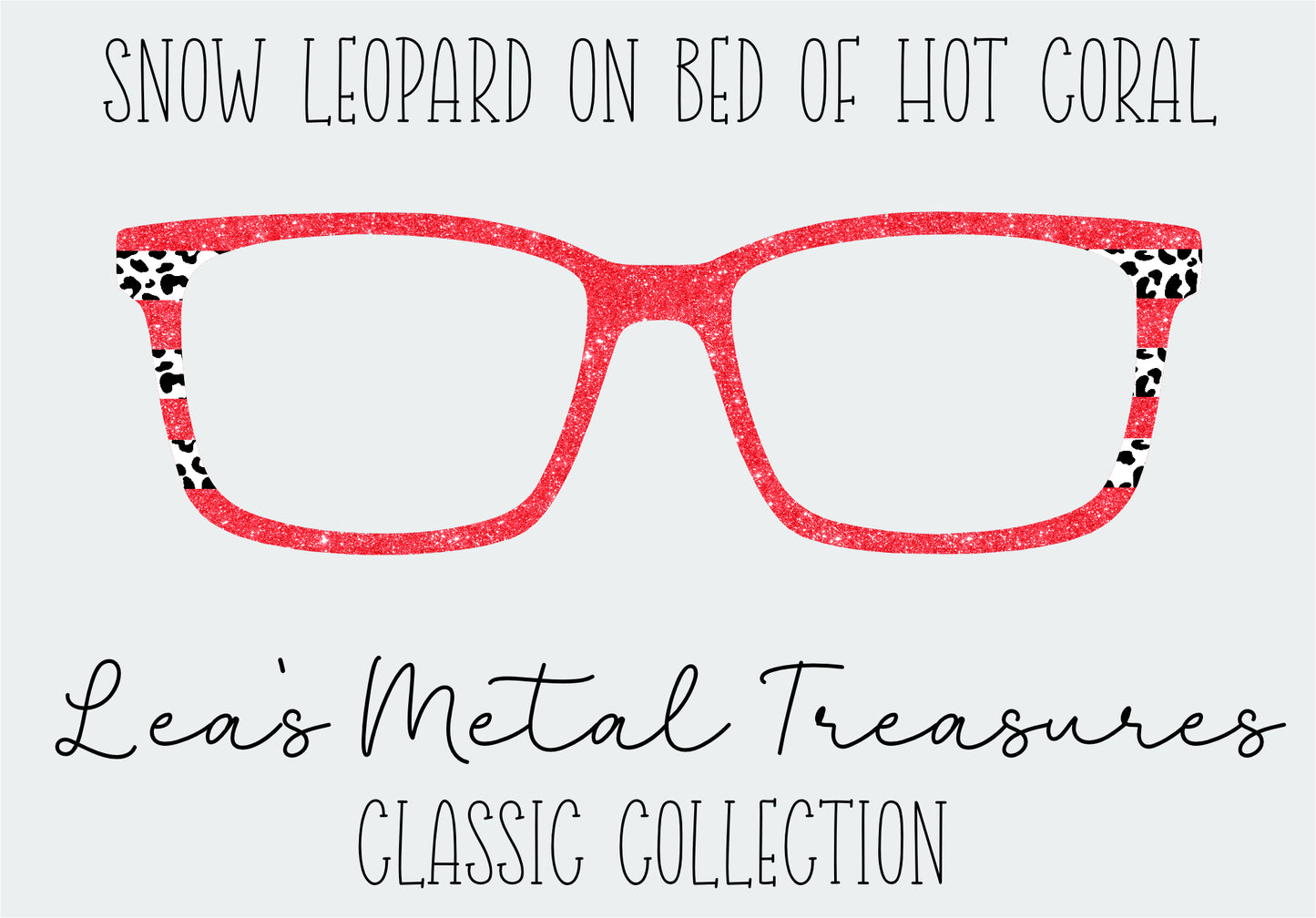 Snow Leopard on Bed of Hot Coral Eyewear Frame Toppers