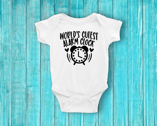 World's Cutest Alarm Clock Infant Shirt or Bodysuit - Cute Baby Shirt - baby shower gift - mommy needs sleep - mommy needs coffee