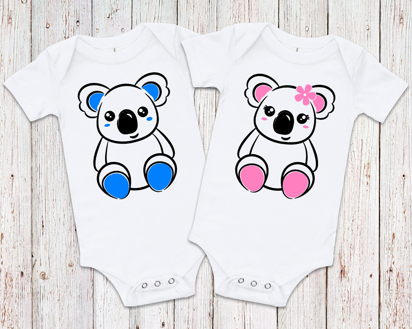 Boy Girl Twins Koala T-Shirts or Bodysuits - Gift for Twins - Fraternal Twins - Matching Brother Sister Shirts - Sibling Shirts - Twins gift