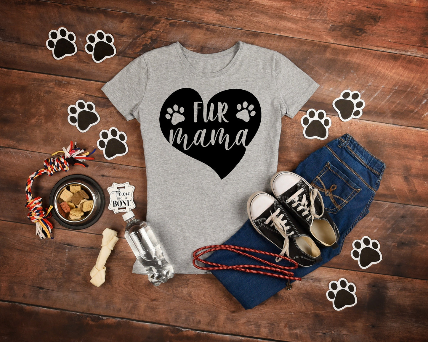 Fur Mama Women's Crewneck T-Shirt - fur mama shirt - dog mom shirt - fur mama - dog lover shirt - dog mama shirt - animal lover shirt
