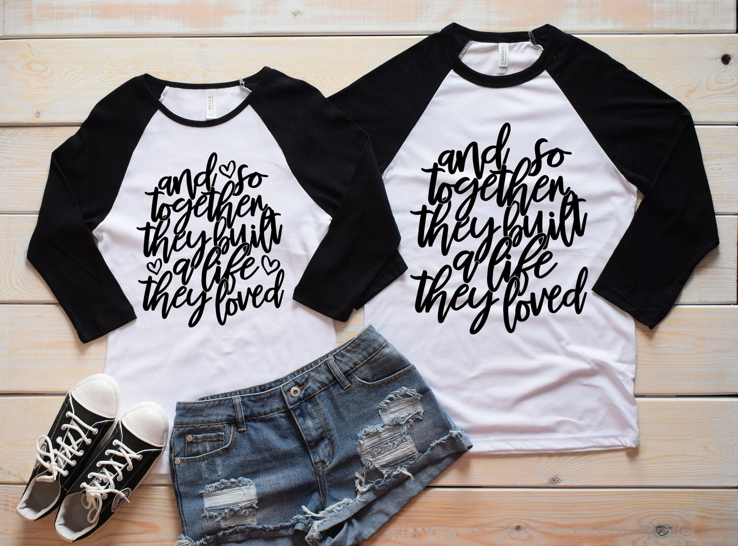 And So Together They Built a Life They Loved unisex raglan t-shirts - anniversary shirts - matching couple shirts - mr and mrs shirts