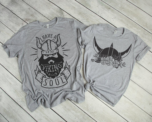 I Have a Viking Soul and Viking Lady Matching Shirt Set - Choose Your Sizes - Viking Couple shirt - Daddy and Daughter Shirts - Vikings