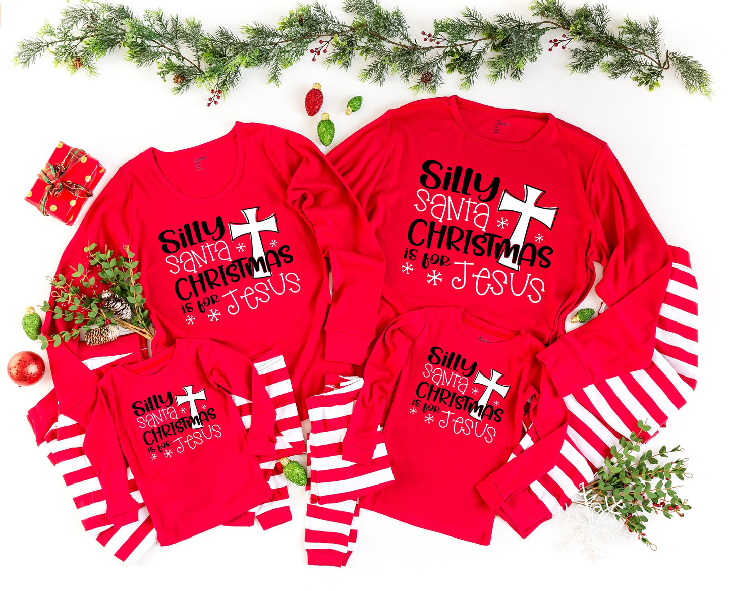 Silly Santa Christmas is for Jesus matching Family Christmas Pajamas - religious christmas pjs - kids pajamas - adult pajamas