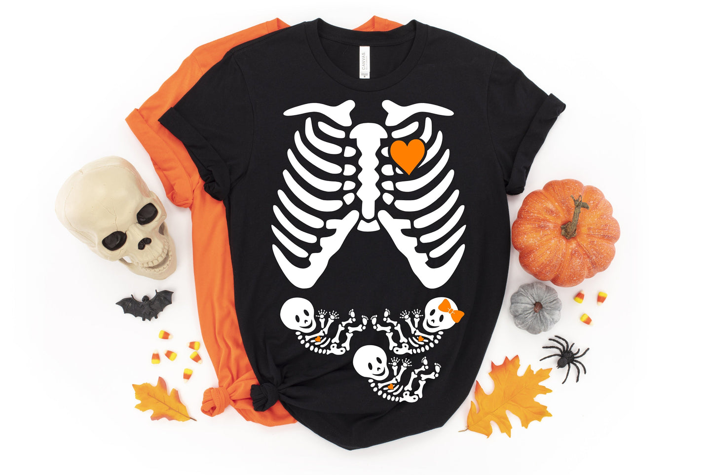 TRIPLETS Skeleton Maternity Halloween t-shirt - halloween pregnancy shirt - halloween t-shirt - pregnancy announcement - halloween maternity