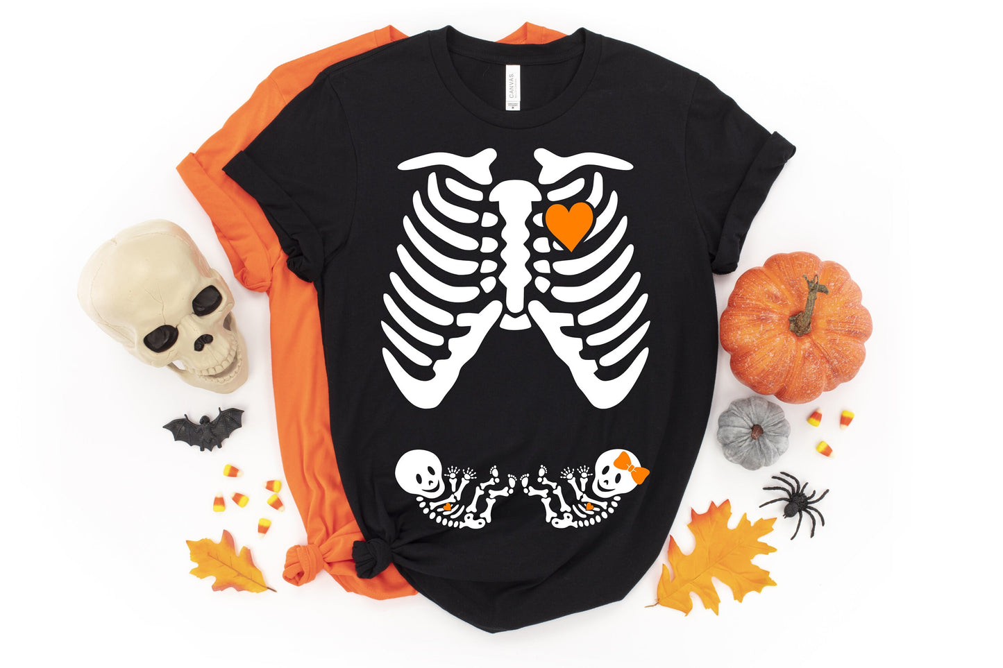 TWINS Skeleton Maternity Halloween t-shirt - halloween pregnancy shirt - halloween t-shirt - pregnancy announcement - halloween maternity