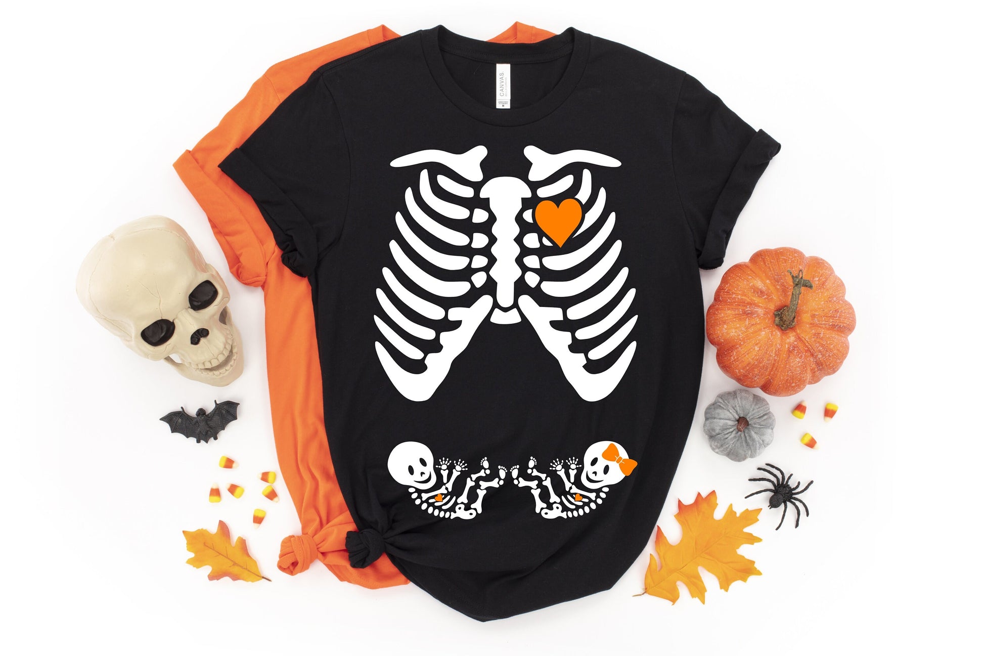 TWINS Skeleton Maternity Halloween t-shirt - halloween pregnancy shirt - halloween t-shirt - pregnancy announcement - halloween maternity