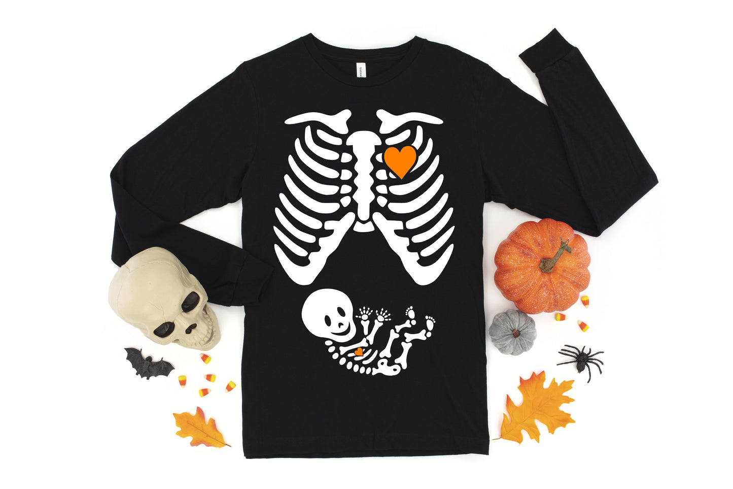 Skeleton Maternity Halloween long sleeve t-shirt - halloween pregnancy shirt - halloween t-shirt - pregnancy announcement - halloween baby
