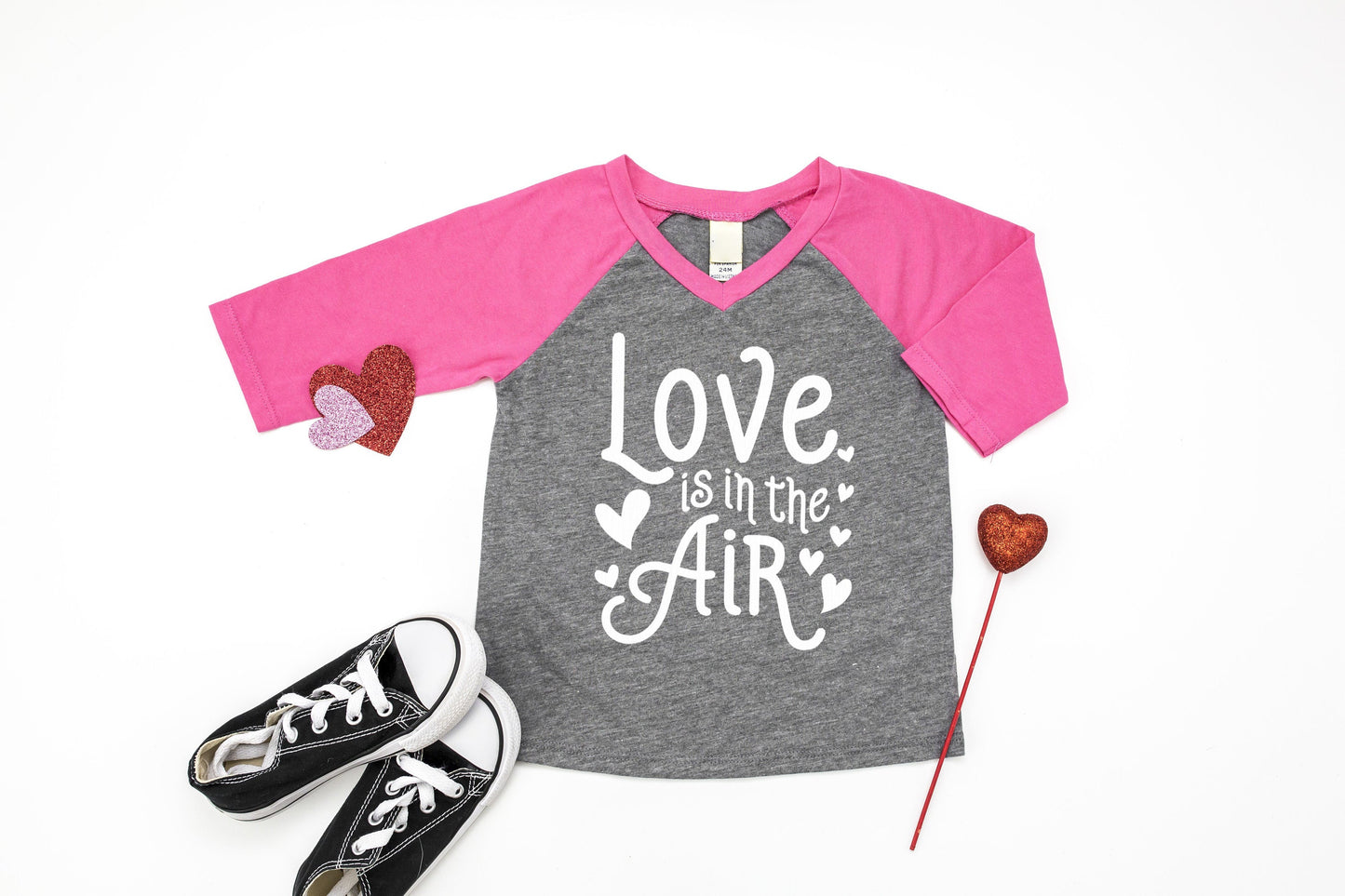 Love is in the Air Toddler, Girl&#39;s or Women&#39;s Raglan T-Shirt - toddler girl shirt - valentine&#39;s day shirts - mommy and me shirts