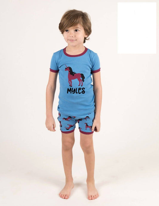 Personalized Unicorn Shorts Toddler and Youth Pajamas - Boys Unicorn Pajamas - Girls Unicorn Pajamas - Spring Pajamas