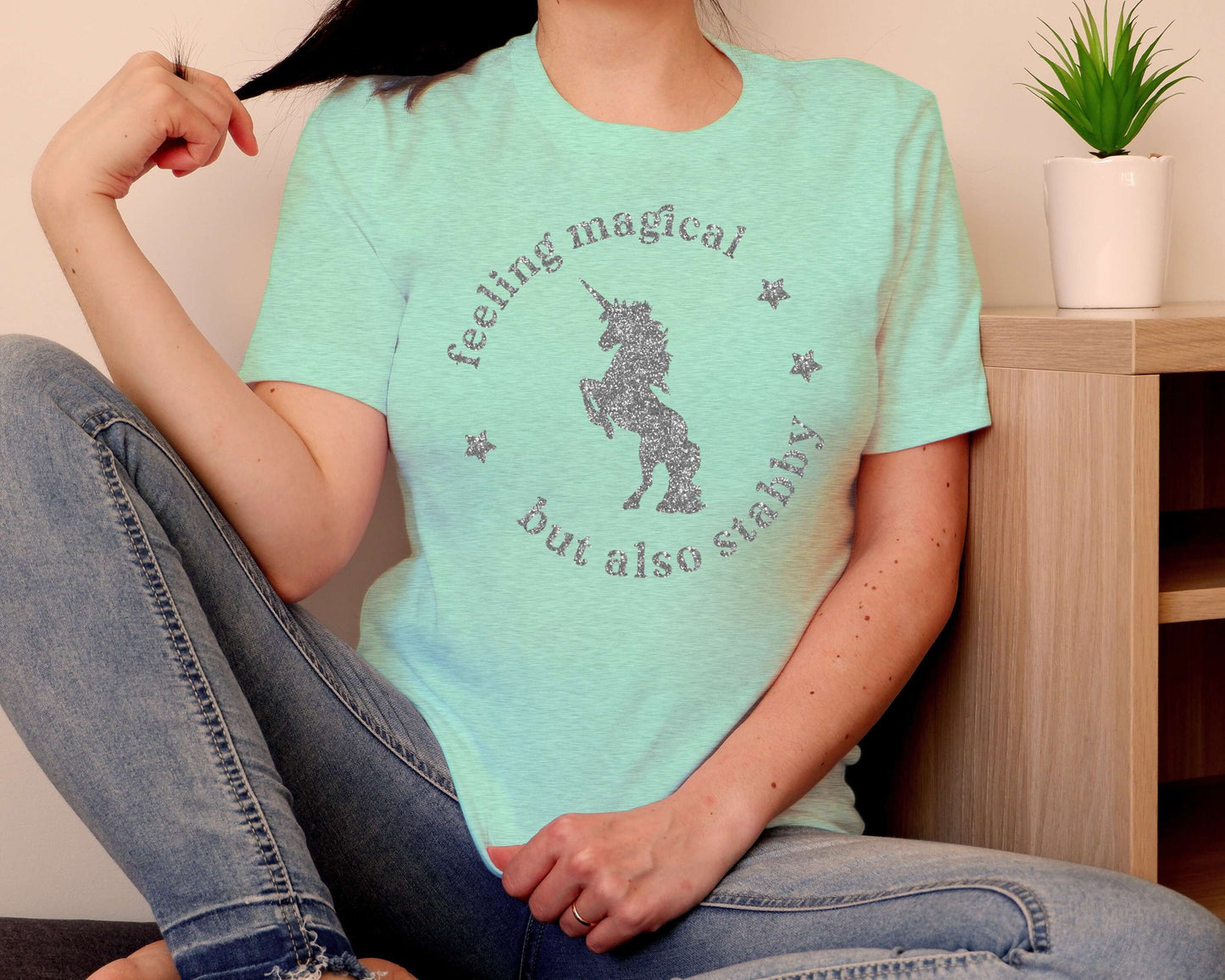 Feeling Magical But Also Stabby Funny Unicorn t-shirt • Kids and Adult Sizes • Gift for Sister • Mommy and Daughter Shirts • Unicorn Shirt