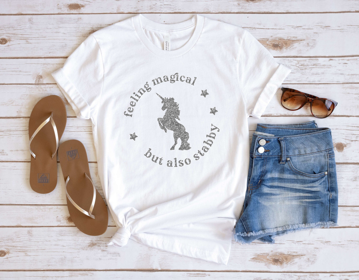 Feeling Magical But Also Stabby Funny Unicorn t-shirt • Kids and Adult Sizes • Gift for Sister • Mommy and Daughter Shirts • Unicorn Shirt