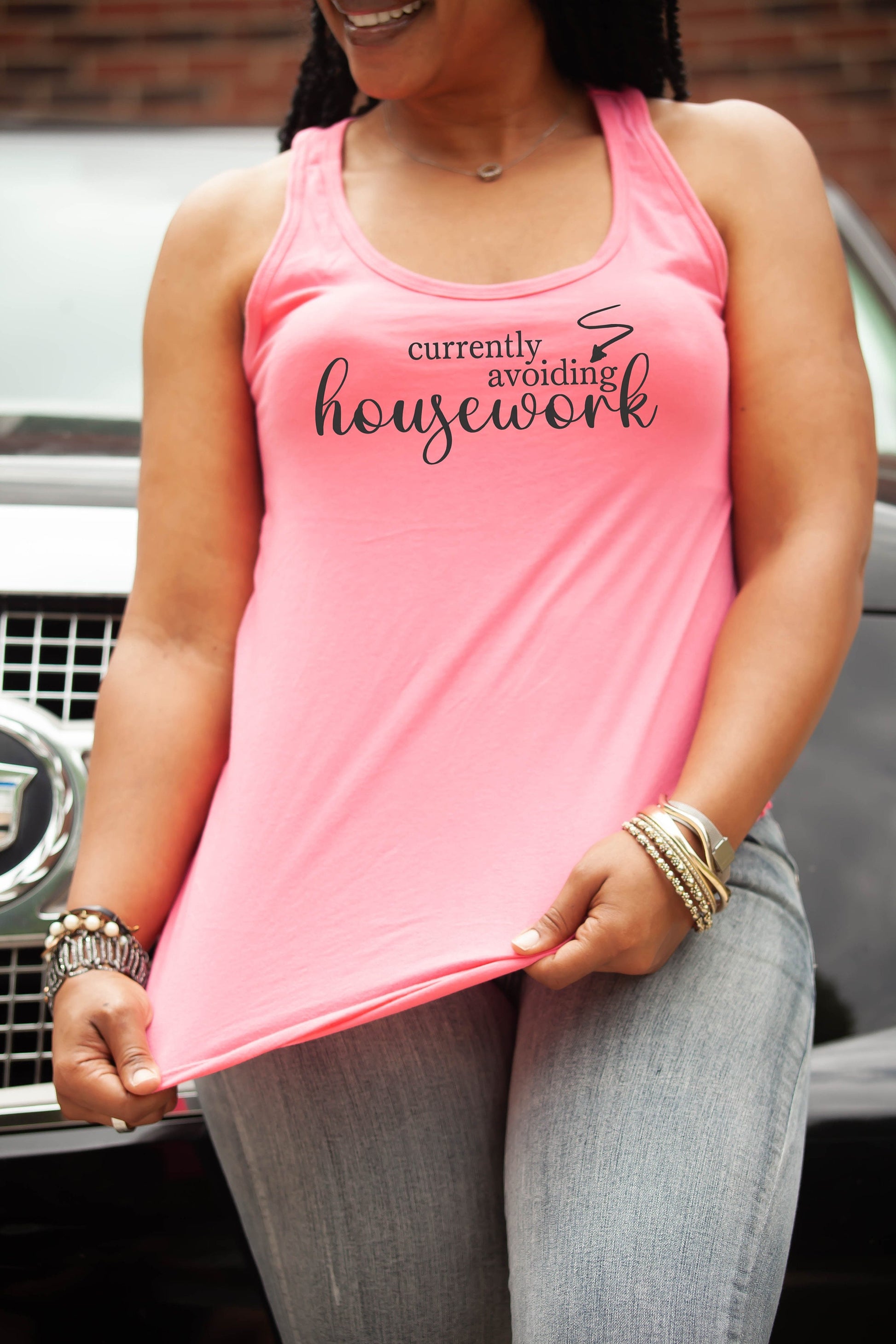 Currently Avoiding Housework racerback tank t-shirt - funny mom tank top - I hate cleaning