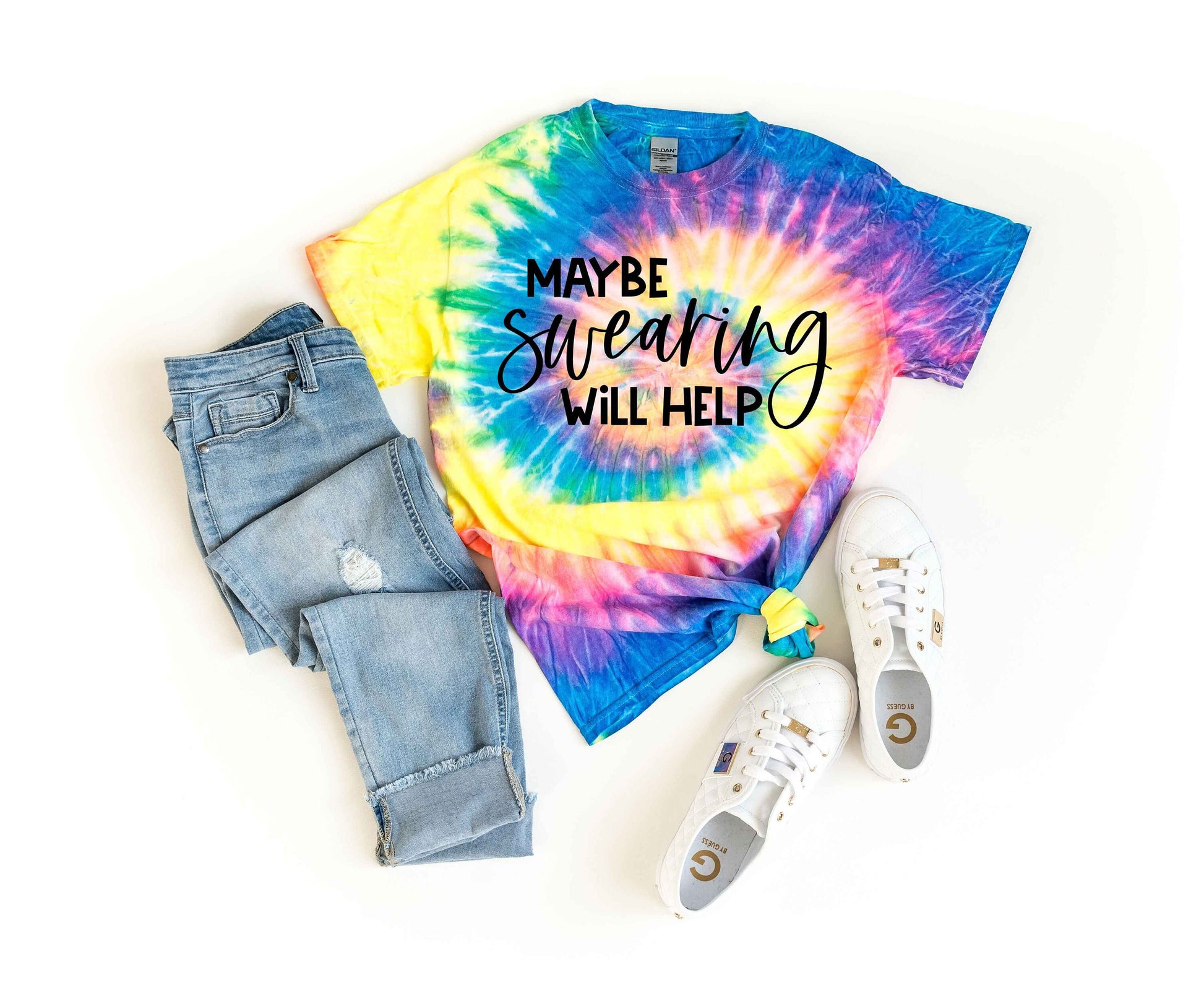 Maybe Swearing Will Help Unisex Tie Dye Shirt - Funny T-Shirt - Sarcastic T-Shirt
