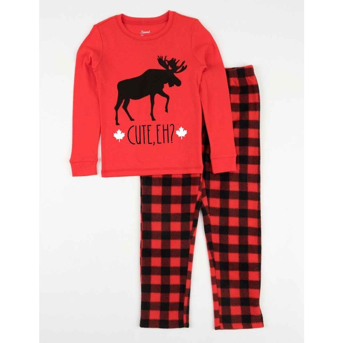 Cute Eh Kids Fleece Moose Pajamas, Moose Pajamas, Canada Pride